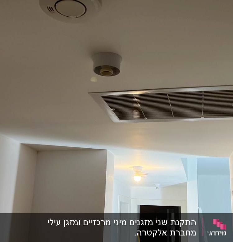 פתח אוורור של מזגן בתקרה לבנה